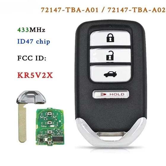 2017-2020 Honda Civic / 4-Button Smart Key / PN: 72147-TBA-A01 / KR5V2X (AFTERMARKET)